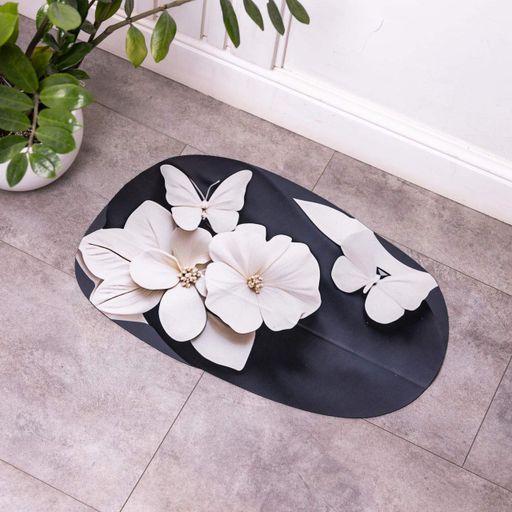 Килимок для ванної кімнати з 3D-ефектом Petal Relief 58*38 см діатомітовий Чорний HP-42-38 Jiamat (2080351)