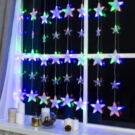 Гірлянда штора від мережі 3*1,8 м 120LED, Зорепад XMAS Multi, Мультиколор (2080923)