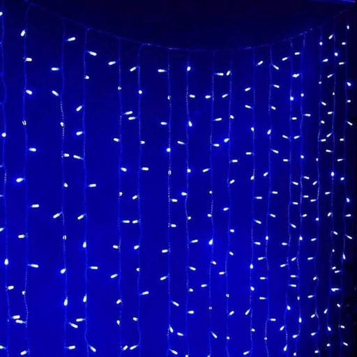 Гірлянда штора від мережі (2,5 х1, 5 м) 240 LED прозорий шнур, Синя (2081071)