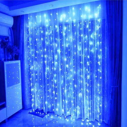 Гірлянда штора від мережі (2,5 х1, 5 м) 240 LED прозорий шнур, Синя (2081071)