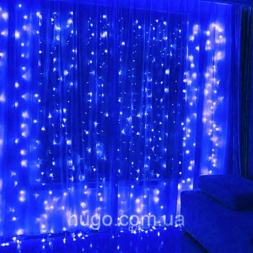 Гірлянда штора від мережі, 3х2м, 240LED, G-49, Синій (2081075)