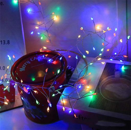 Гірлянда Роса феєрверк, від мережі, 100м, 2000LED, пульт, сріблястий провід, Різнокольорова (2081084)