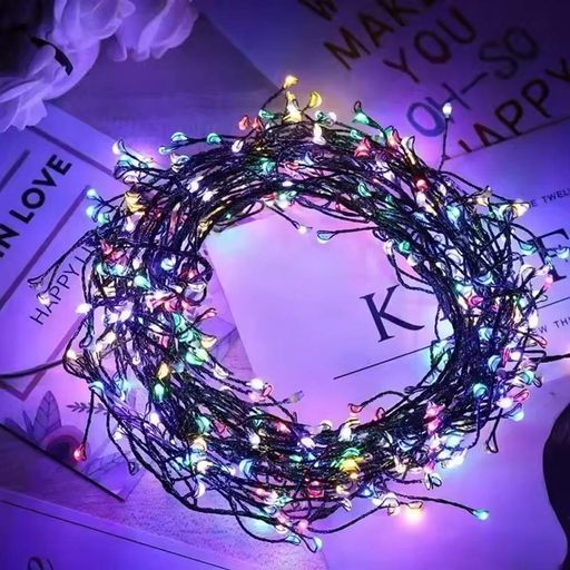 Гірлянда Роса феєрверк, від мережі, 100м, 2000LED, пульт, зелений провід, Різнокольорова (2081086)