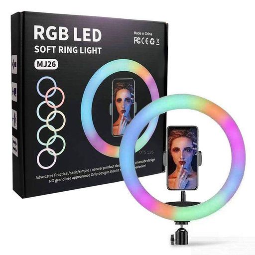 Кільцева RGB селфі - лампа, 26 см ∙ Селфі - кільце з пультом MJ26 (2081672)