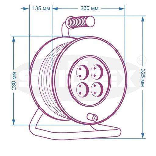 Подовжувач на котушці Svittex 3х1,5 мм 3680Вт 25 м Чорний (SV-0300-В) (2082041)