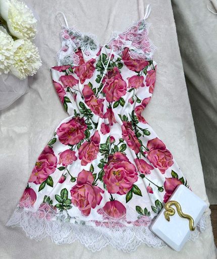 Жіноча нічна сорочка пеньюар Ghazel 48/50 Біло-рожевий (17111-075) (2082416)