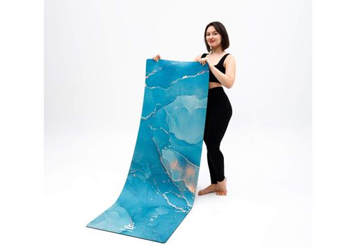 Килимок для йоги Rao Sitara Aqua Marble 183x68x0.5 см Блакитний (23287) (2082510)