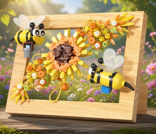 Конструктор No Brand Art Bouquet Соняшник і бджоли 322 деталі Різнокольоровий (2104619332) (2082639)