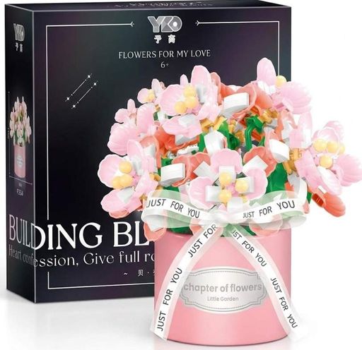 Конструктор No Brand Pink Bouquet Floral Luxury 544 деталі Різнокольоровий (2104619301) (2082928)