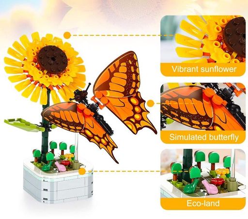 Конструктор No Brand Sunflower & Butterfly Bonsai Махаон 219 деталей Різнокольоровий (2104619338) (2082934)