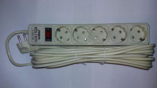 Мережевий фільтр-подовжувач Svittex 2*USB 5V 2.1A 5 розеток 2200Вт 250В 10А 10 м Білий (SV-026) (2083651)