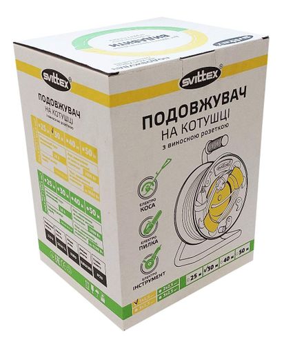 Подовжувач на котушці Svittex 2х1,5 мм² 3680Вт 25 м Помаранчевий (SV-2040) (2083654)