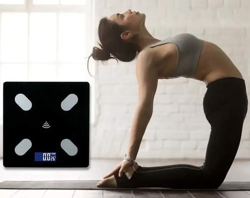 Підлогова електронна Bluetooth смарт ваги до 180кг з додатком на телефон 26x26см розумні скляні фітнес ваги Domotec ACS 2017A (2084989)