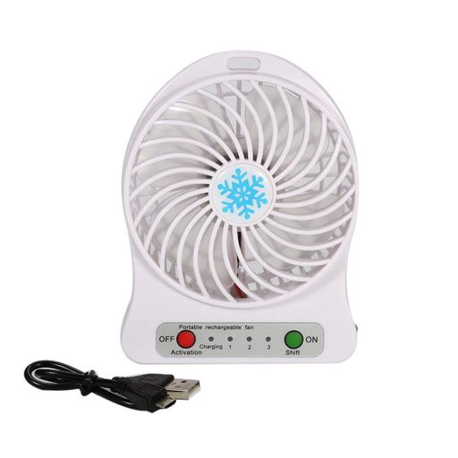 Вентилятор настільний акумуляторний 18650 USB діаметр 10см Portable Fan Mini білий (2085037)