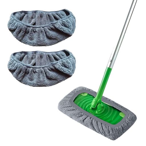Набір з 2 шт змінних махрових насадок для швабри Swiffer моп на резинці Сірі (2085111)