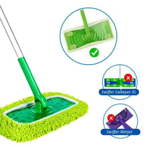 Набор из 2 шт сменных микрофибровых насадок для швабры Swiffer на резинке Салатовые (2085120)