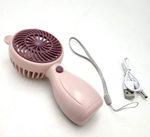 Вентилятор акумуляторний міні з ручкою USB діаметр 6см висота 13см Handy Mini Fan JX-998 рожевий (2085262)