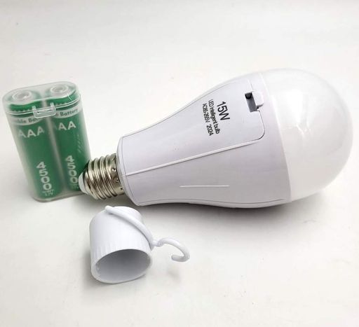 Светодиодная LED лампа аккумуляторная (съемные 2x18650) автономная аварийная 3 режима яркости 15W лампочка цоколь E27 (2085271)