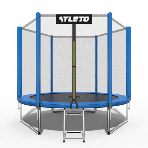Батут детский с сеткой и стремянкой 252 см Atleto синий + подарок мячик (2085666)