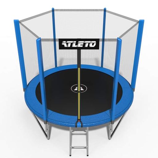 Батут детский с сеткой и стремянкой 252 см Atleto синий + подарок мячик (2085666)