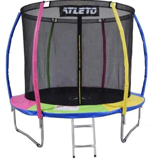 Батут Atleto 252 см с внутренней сеткой и стремянкой multikolor + подарок мячик (2085673)