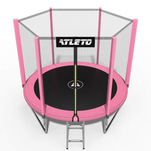Батут детский с сеткой и стремянкой 252 см Atleto розовый + подарок мячик (2085756)