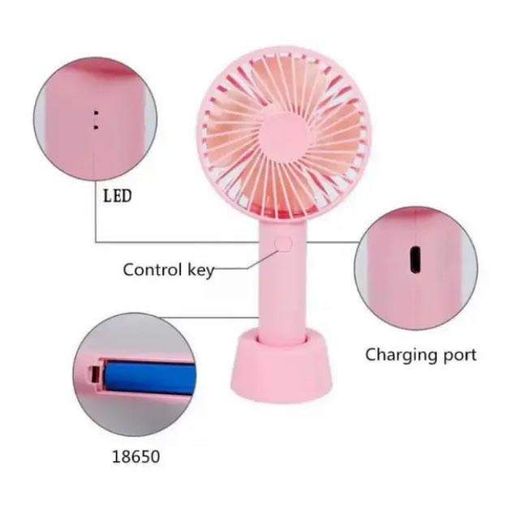 Ручний портативний вентилятор Portable Mini Fan X9 на акумуляторі з ручкою міні вентилятор USB Рожевий (2085919)
