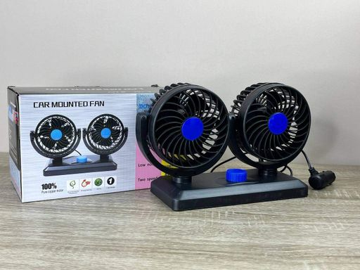 Двойной портативный настольный мини вентилятор Portable Fan F30 автомобильный USB 8-15Вт 360° Черный (2085958)
