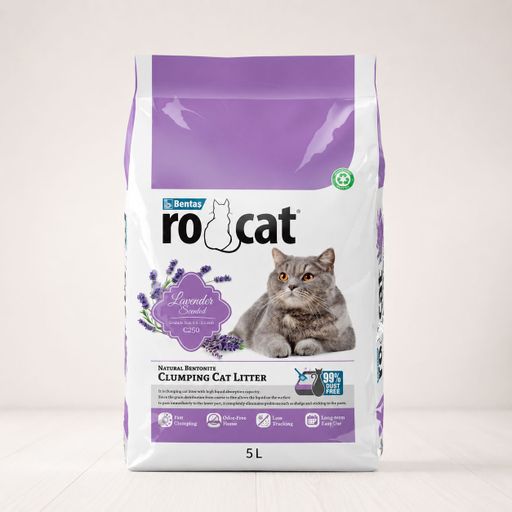 Бентонитовый наполнитель для кошачьего туалета RoCat с ароматом лаванды, 5 л