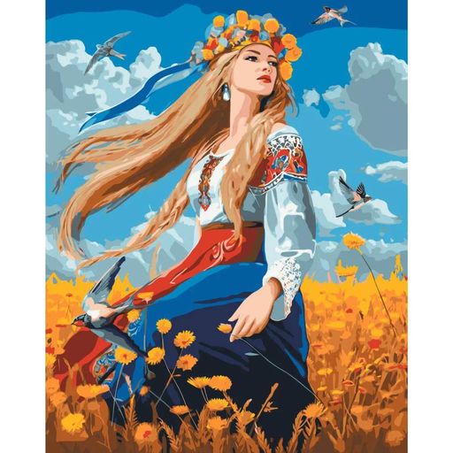 Картина за номерами "Дівчина у вишиванці" LW31530 pbn-p 40х50 см (2087134)