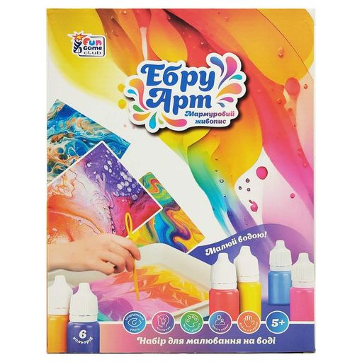Дитячий набір для творчості в техніці 4FUN Ебру 62742 6 пігментів Різнокольоровий (2088176)