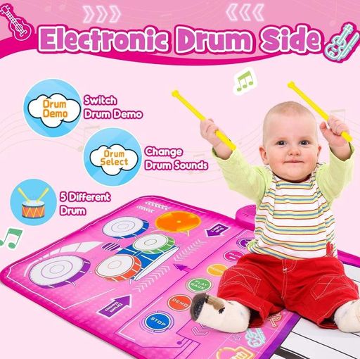 Розвиваючий дитячий килимок No Brand Musical Play Mat 80х50 см Рожевий (2104618821) (2088252)