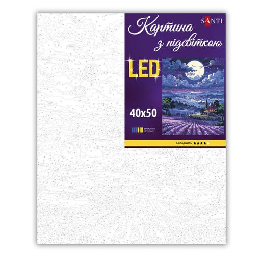 Картина за номерами Santi Захід сонця та лаванда 40x50 см LED Різнокольоровий (956653) (2088601)