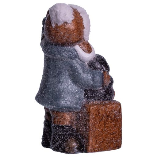 Новогодняя декоративная фигурка с подсветкой 9×10×19 см Новогодний декор Девочка с подарком по фарфора CR-5-18 (2088805)