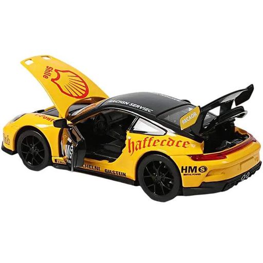 Іграшкова машинка Porsche 911 GT3 RS 1:32 металева зі світлом і звуком інерційна відкривні двері капот багажник (2089059)