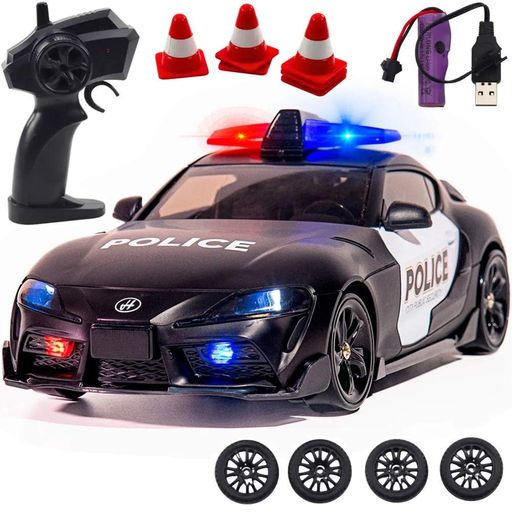 Полицейская машинка на пульте Toyota Supra MK5 1:24 4WD дрифт радиоуправляемая со светом звуком и сиреной (2089338)