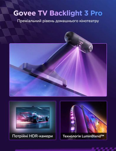 Набор адаптивной Ambilight подсветки для 55-65" диагонали, Govee TV Backlight 3 Pro (H66A0) (2090149)