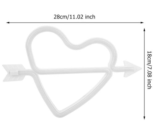 Портативный неоновый LED-светильник сердце со стрелой «Love» фиолетовый, на батарейках/USB 18*28 см (2090162)