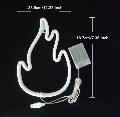 Настенный неоновый светильник ночник портативный "Огонь" на батарейках/USB 28.5*18.7 см (2090195)