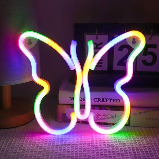 Декоративный настенный неоновый светильник "Бабочка" на батарейках/USB 22.5*2*19.5cm (2090207)
