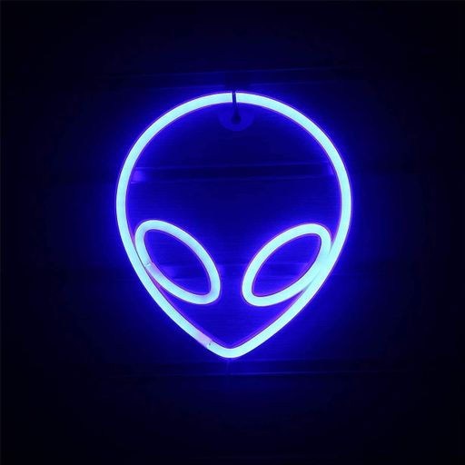 Декоративный настенный неоновый светильник Инопланетянин UFO синий на батарейках/USB 19.5*22 см (2090216)