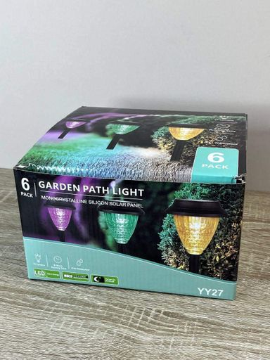 Садові світильники на сонячній батареї Garden Path Light RGB 6 шт водонепроникні LED ліхтарики для доріжок та саду Чорний (2090410)