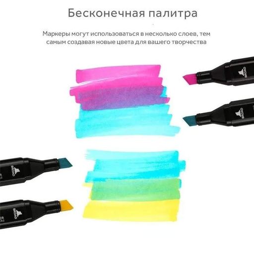 Фломастери в сумочці 24 шт, Набір скетч-маркерів для малювання, Набір професійних маркерів для скетчів ER-67 (2091465)
