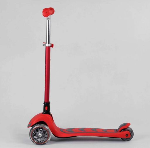 Самокат триколісний Best Scooter складане алюмінієве кермо, 4 колеса PU зі світлом Red (99639) (2092087)