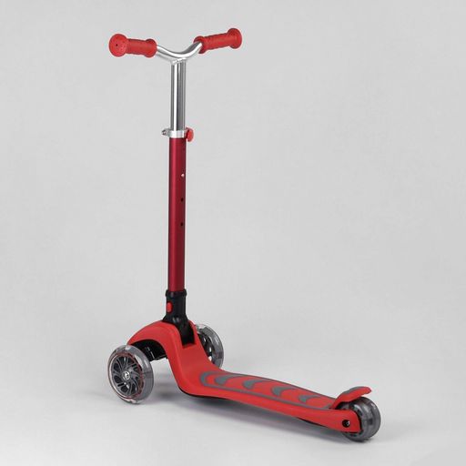 Самокат триколісний Best Scooter складане алюмінієве кермо, 4 колеса PU зі світлом Red (99639) (2092087)