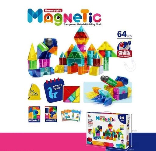 Конструктор Magnetic Strong 64 елементи Multicolor (140421) (2092550)