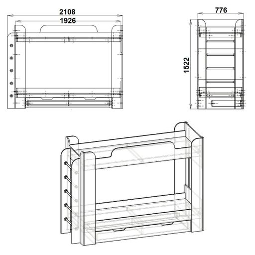 Ліжко двоярусне Твікс Компанит Горіх екко (2092795)