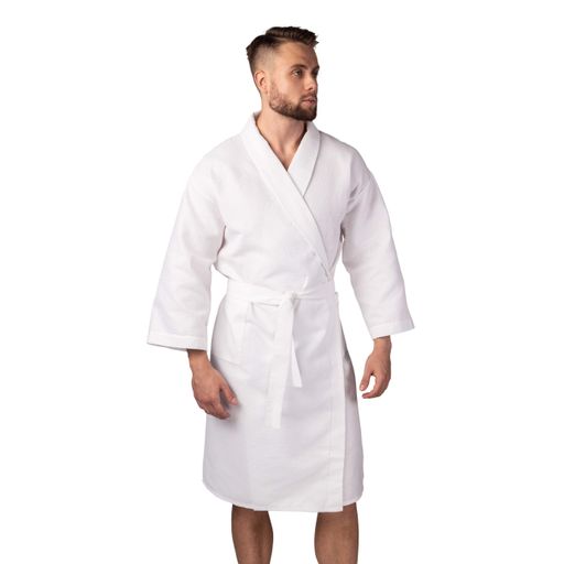 Вафельний халат Luxyart Кімоно М Білий (LS-0391) (2093733)