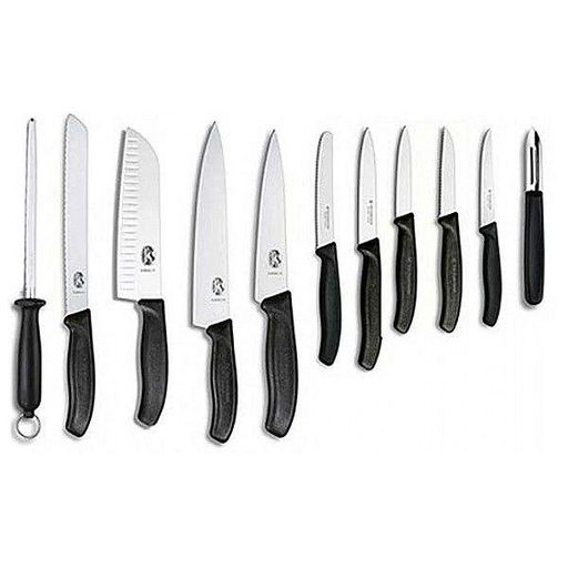 Набір кухонних ножів та підставки Victorinox Swiss Classic Cutlery Block 12 предметів Чорні (6.7153.11) (2093865)