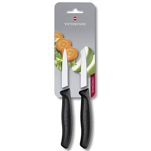 Набір кухонних овочевих ножів Victorinox Swiss Classic Paring 8 см 2 шт. Чорні (6.7603.B) (2093869)